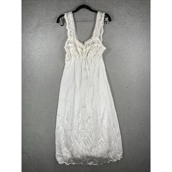 Vintage PANDORA Lingerie by Chic White Sheer Lace Satin Nightie Dress Medium - Picture 1 of 9